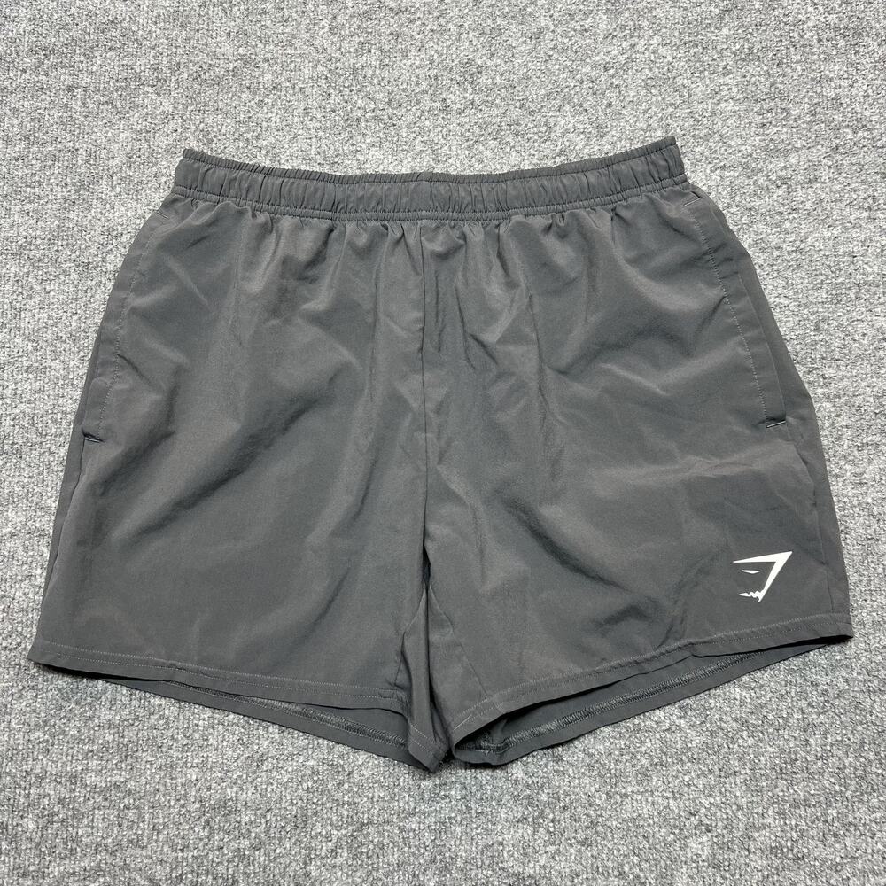 Gymshark Shorts Mens Large Gray Microfiber Athletic 5 Inseam Drawstring Pockets